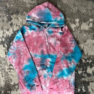 Pink/blue tye-dye hoodie